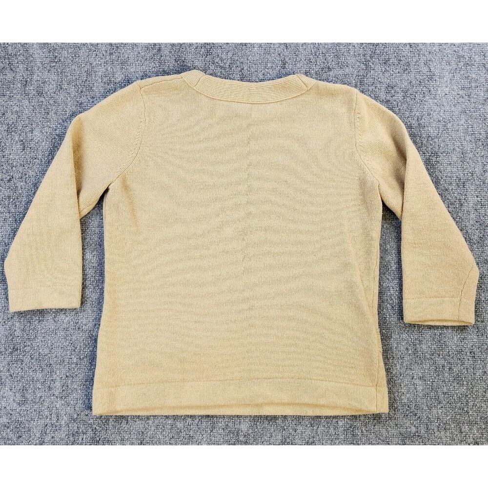 Brooks Brothers Sweater Womens Large Beige Tan Lambs Wool Soft Cozy Cottage Bow - Picture 3 of 15